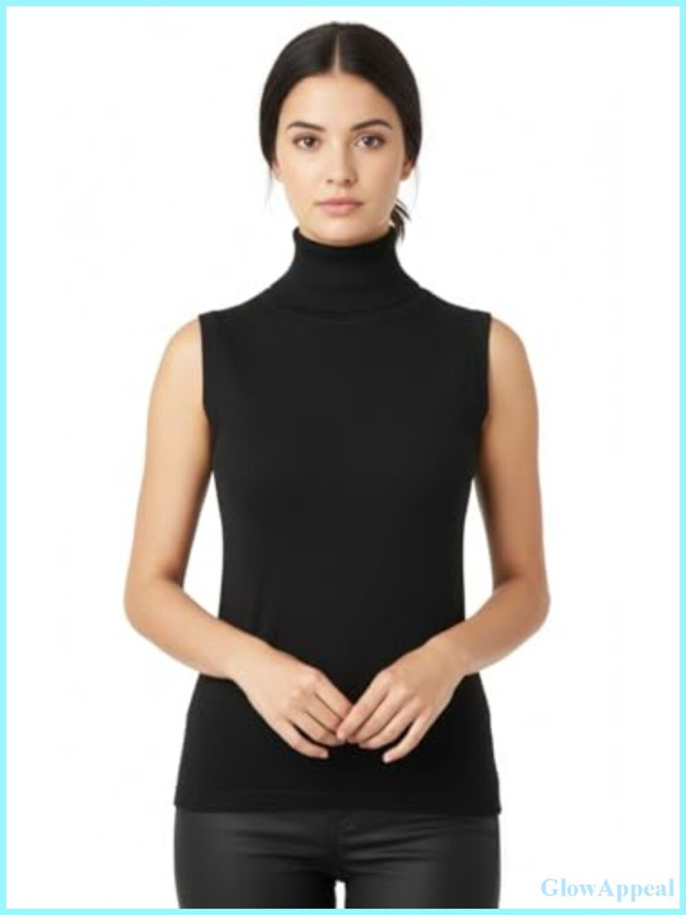 Sleeveless Turtleneck Vest Rib-Knit Pullover Sweater Top Women
